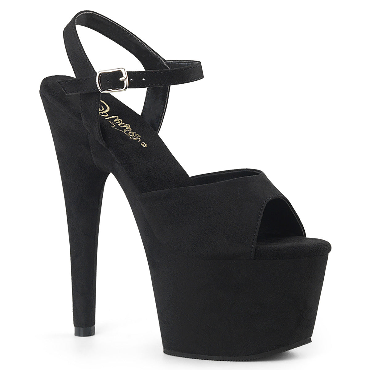 Pleaser Womens Sandals ADORE-709FS Blk Faux Suede/Blk Faux Suede