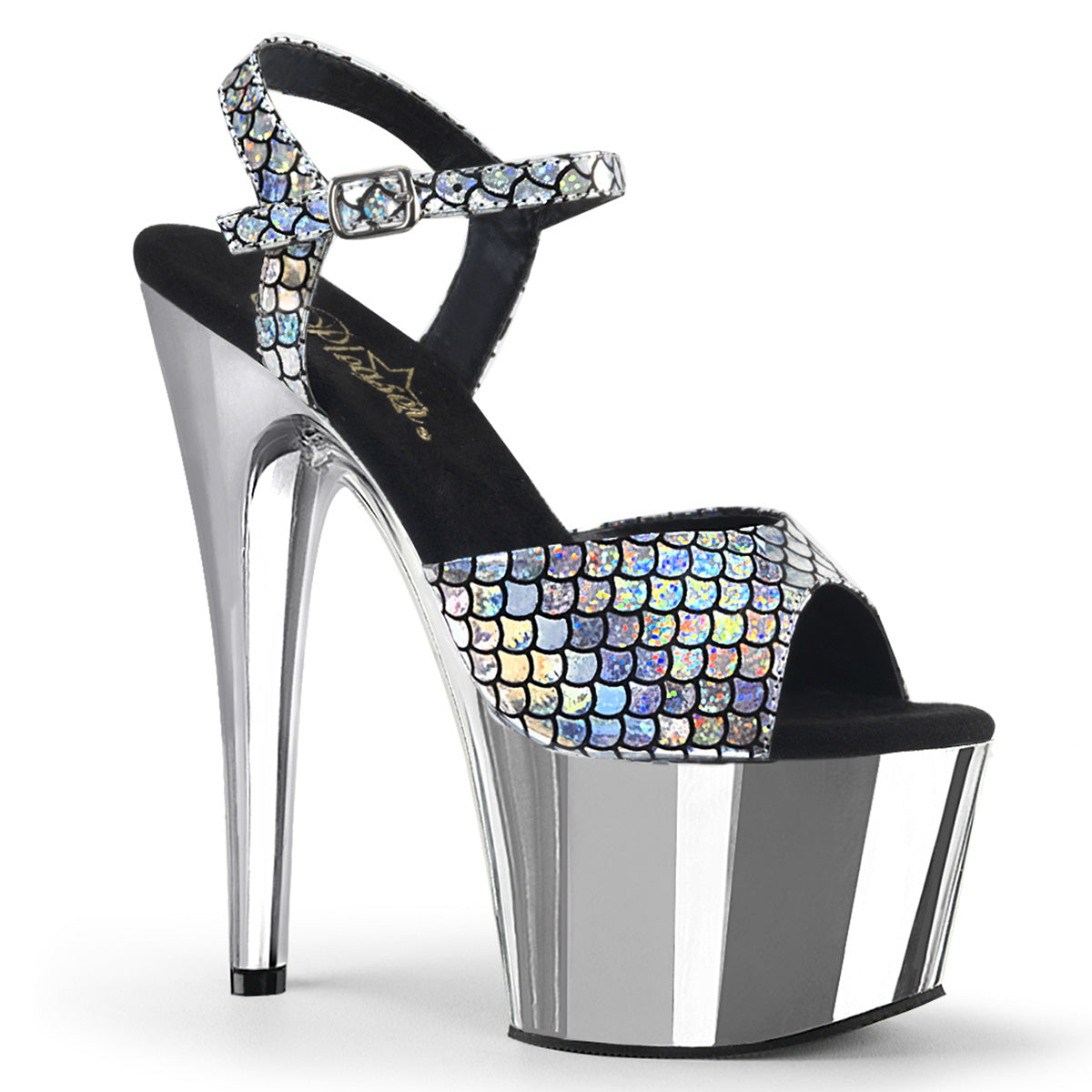 Pleaser Womens Sandals ADORE-709MSC Slv Hologram/Slv Chrome