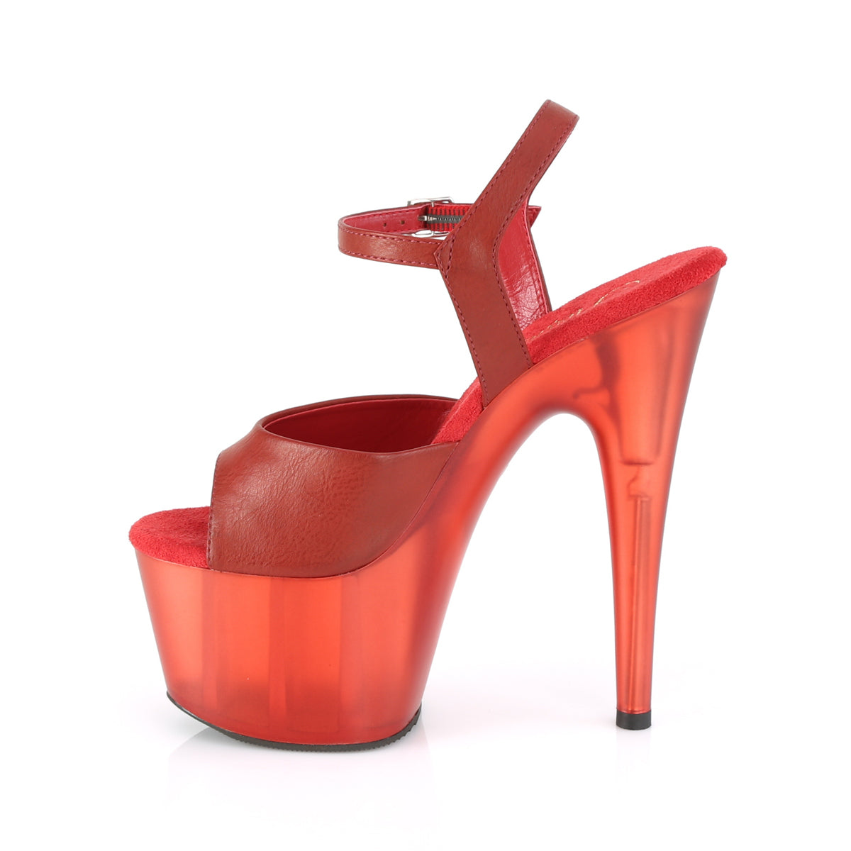 Pleaser Womens Sandals ADORE-709T Red Faux Leather/Frosted Red
