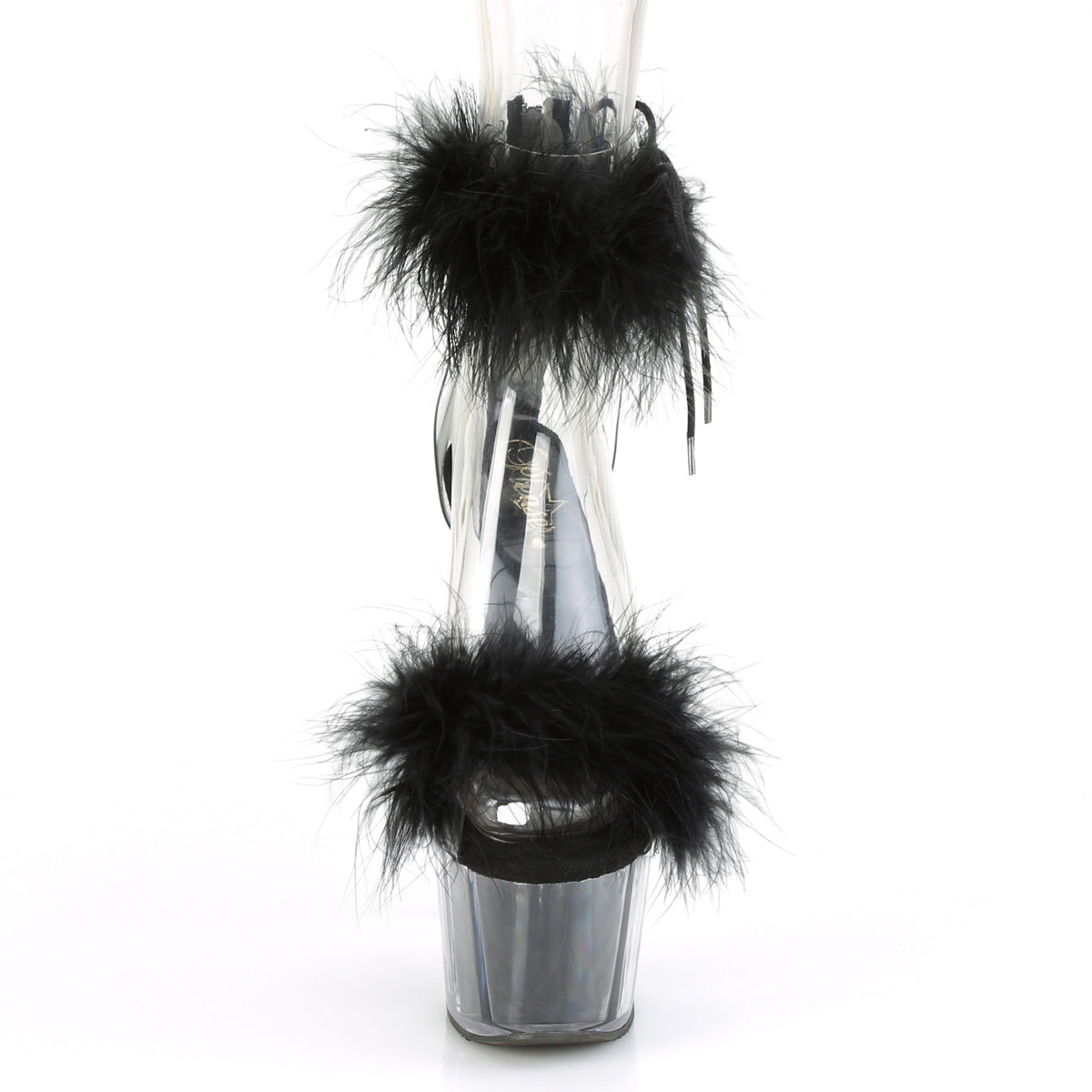 Pleaser Womens Sandals ADORE-724F Clr-Blk Fur/Blk Fur