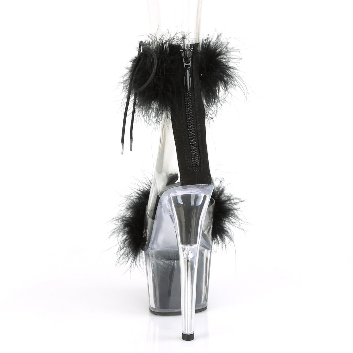 Pleaser Womens Sandals ADORE-724F Clr-Blk Fur/Blk Fur