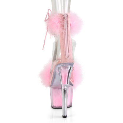 Pleaser Womens Sandals ADORE-724F Clr-B. Pink Fur/B. Pink Fur