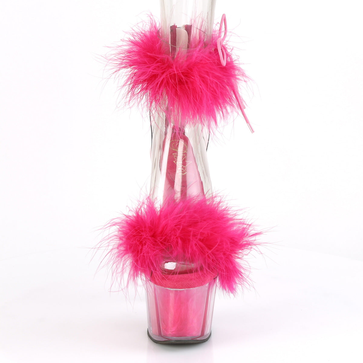 Pleaser Womens Sandals ADORE-724F Clr-H. Pink Fur/H. Pink Fur