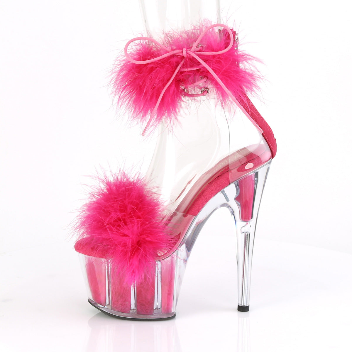 Pleaser Womens Sandals ADORE-724F Clr-H. Pink Fur/H. Pink Fur