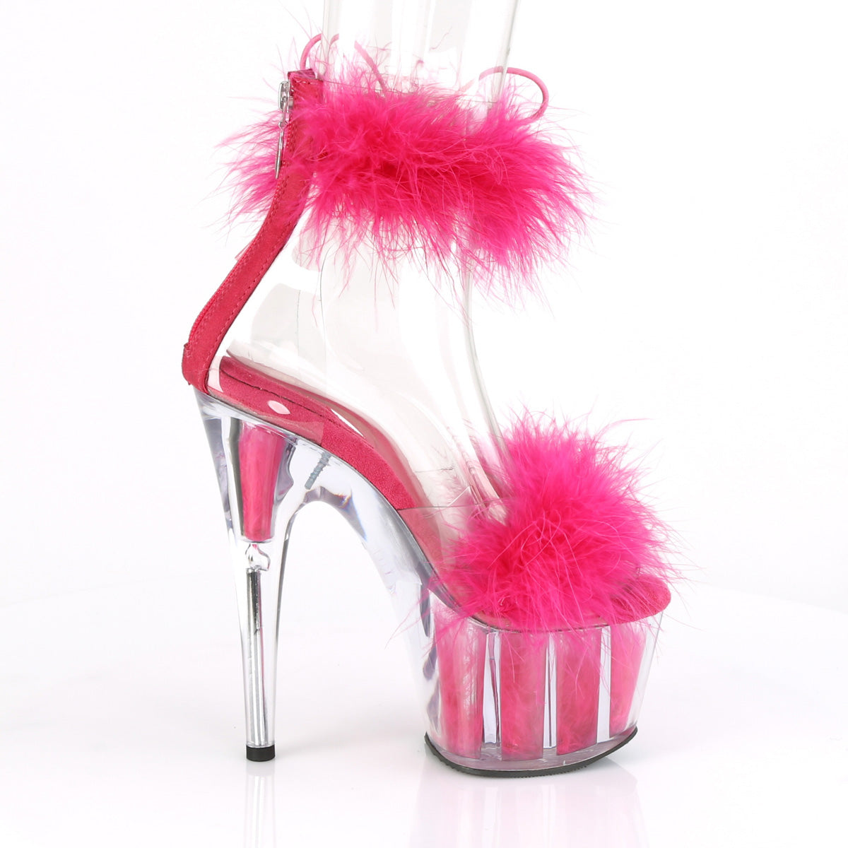 Pleaser Womens Sandals ADORE-724F Clr-H. Pink Fur/H. Pink Fur