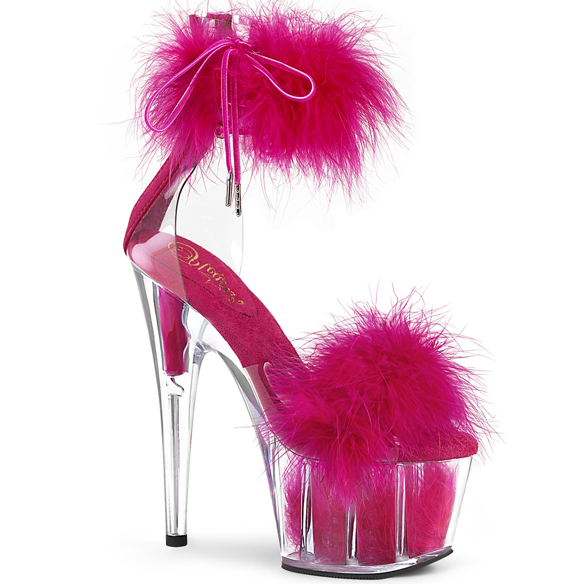 Pleaser Womens Sandals ADORE-724F Clr-H. Pink Fur/H. Pink Fur