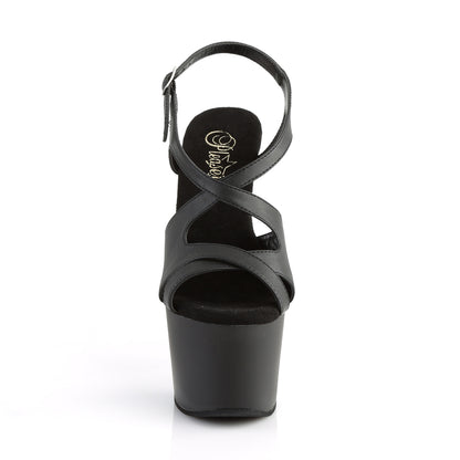 Pleaser Womens Sandals ADORE-730 Blk Faux Leather/Blk Matte