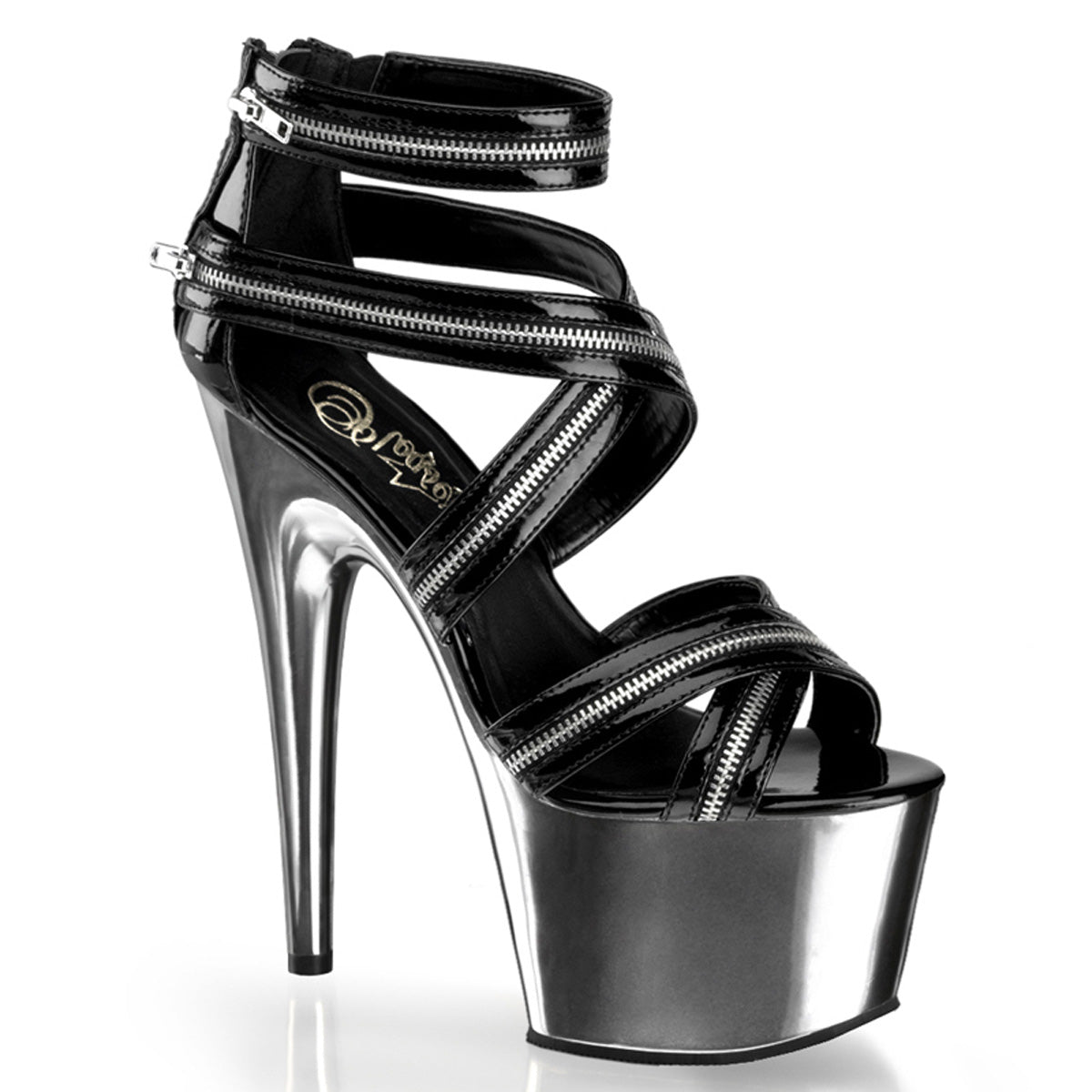 Pleaser Womens Sandals ADORE-767 Blk/Pewter Chrome