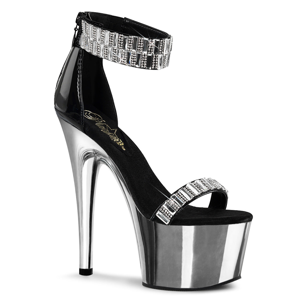 Pleaser Womens Sandals ADORE-769RS Blk/Slv Chrome