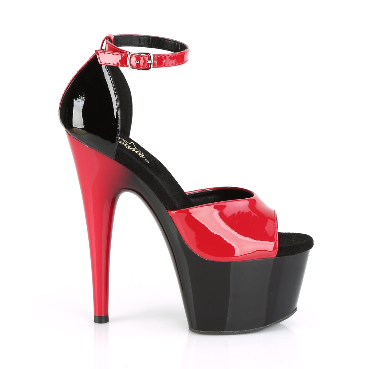 Pleaser Womens Sandals ADORE-789 Red-Blk Pat/Blk-Red
