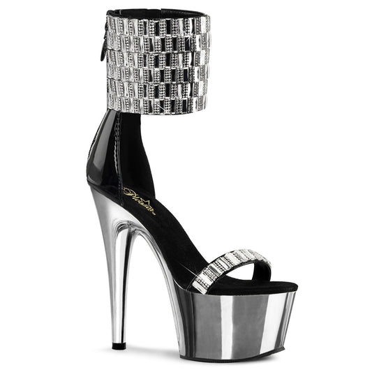 Pleaser Womens Sandals ADORE-789RS Blk/Slv Chrome