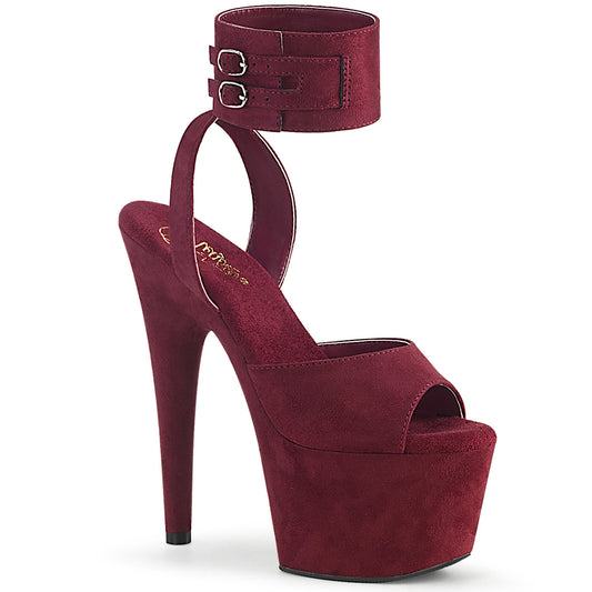 Pleaser Womens Sandals ADORE-791FS Burgundy Faux Suede/Burgundy Faux Suede