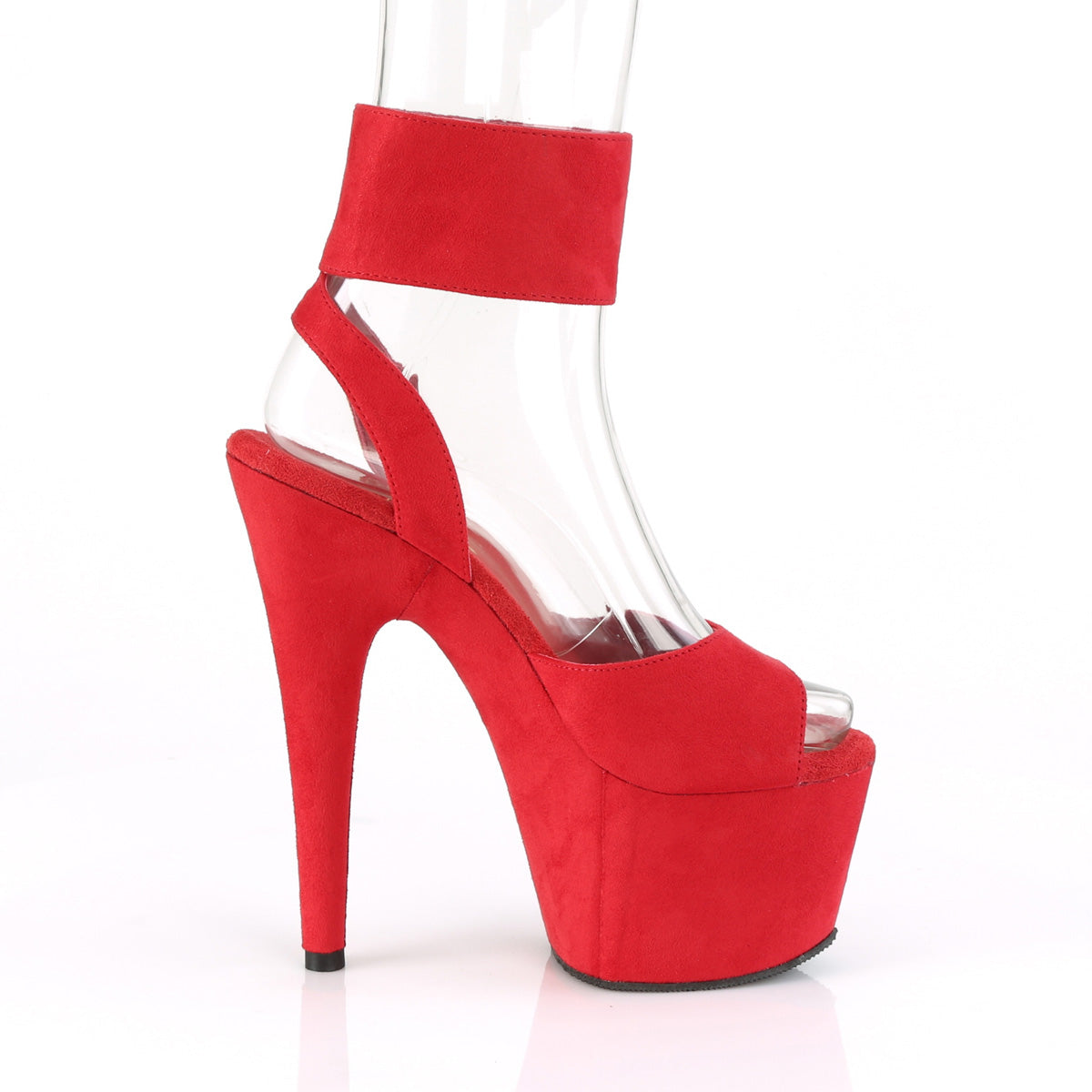 Pleaser Womens Sandals ADORE-791FS Red Faux Suede/Red Faux Suede