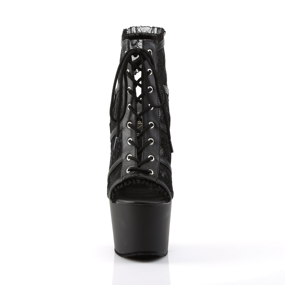 Pleaser Womens Ankle Boots ADORE-796LC Blk Mesh Lace/Blk Matte