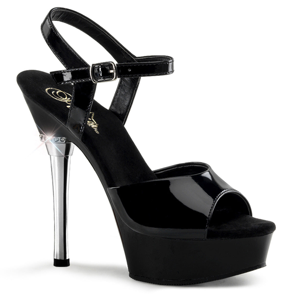 Pleaser Womens Sandals ALLURE-609 Blk Pat/Blk