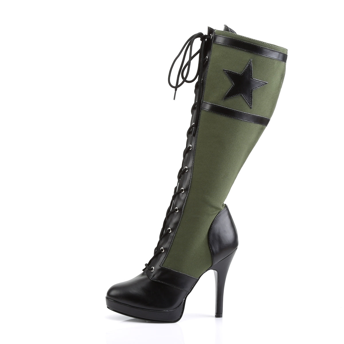 Funtasma Womens Boots ARENA-2022 Blk Pu-Army Green Canvas