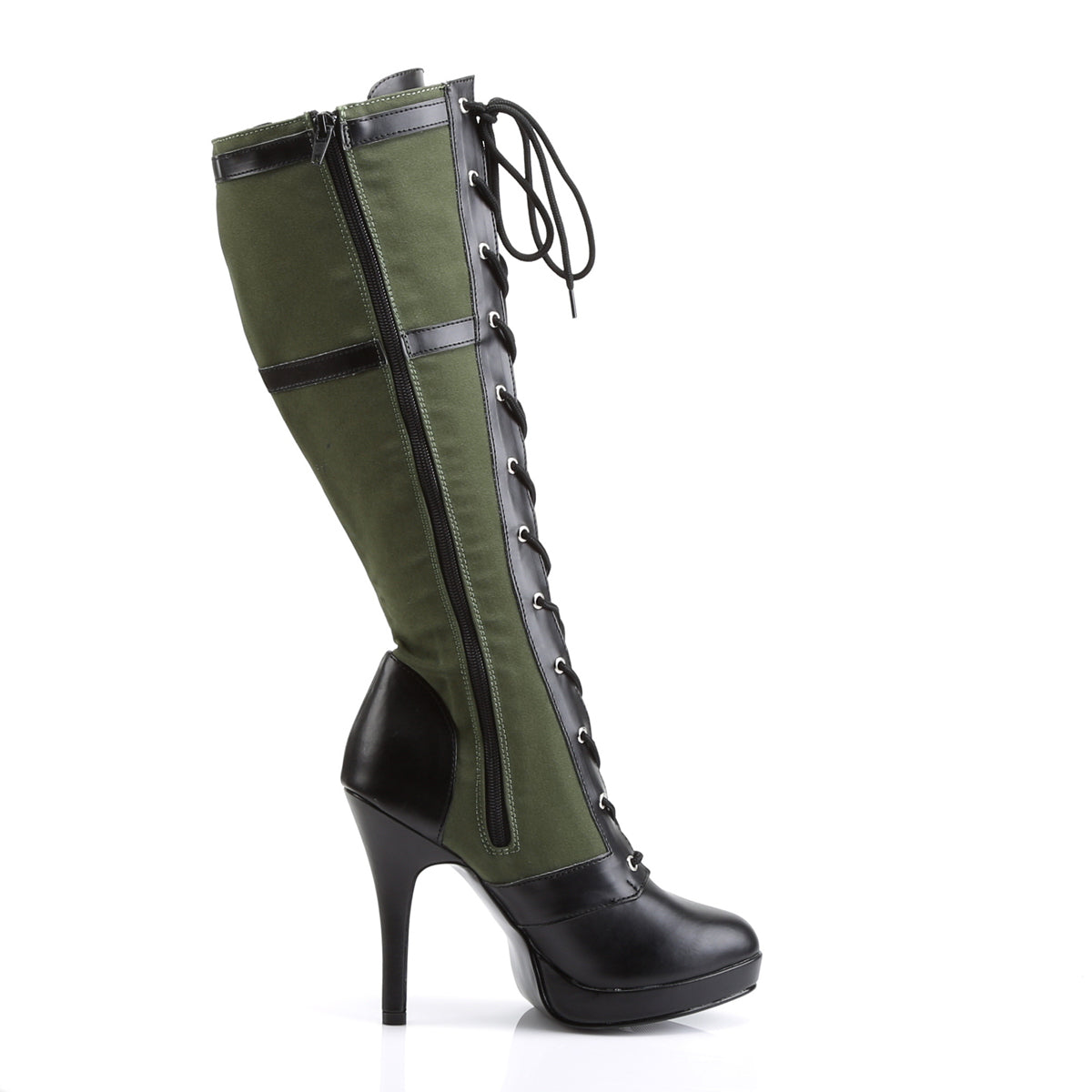 Funtasma Womens Boots ARENA-2022 Blk Pu-Army Green Canvas