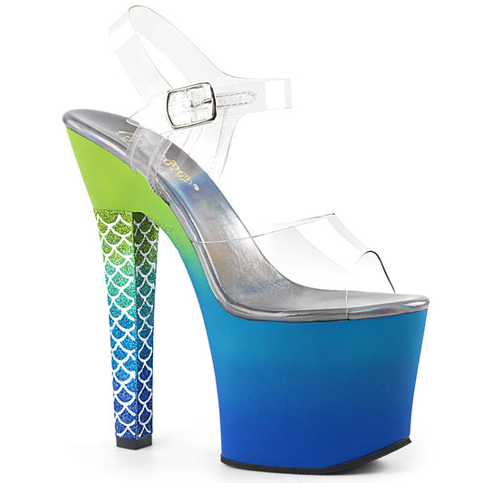 Pleaser Womens Sandals ARIEL-708OMBRE Clr/Green-Blue Ombre