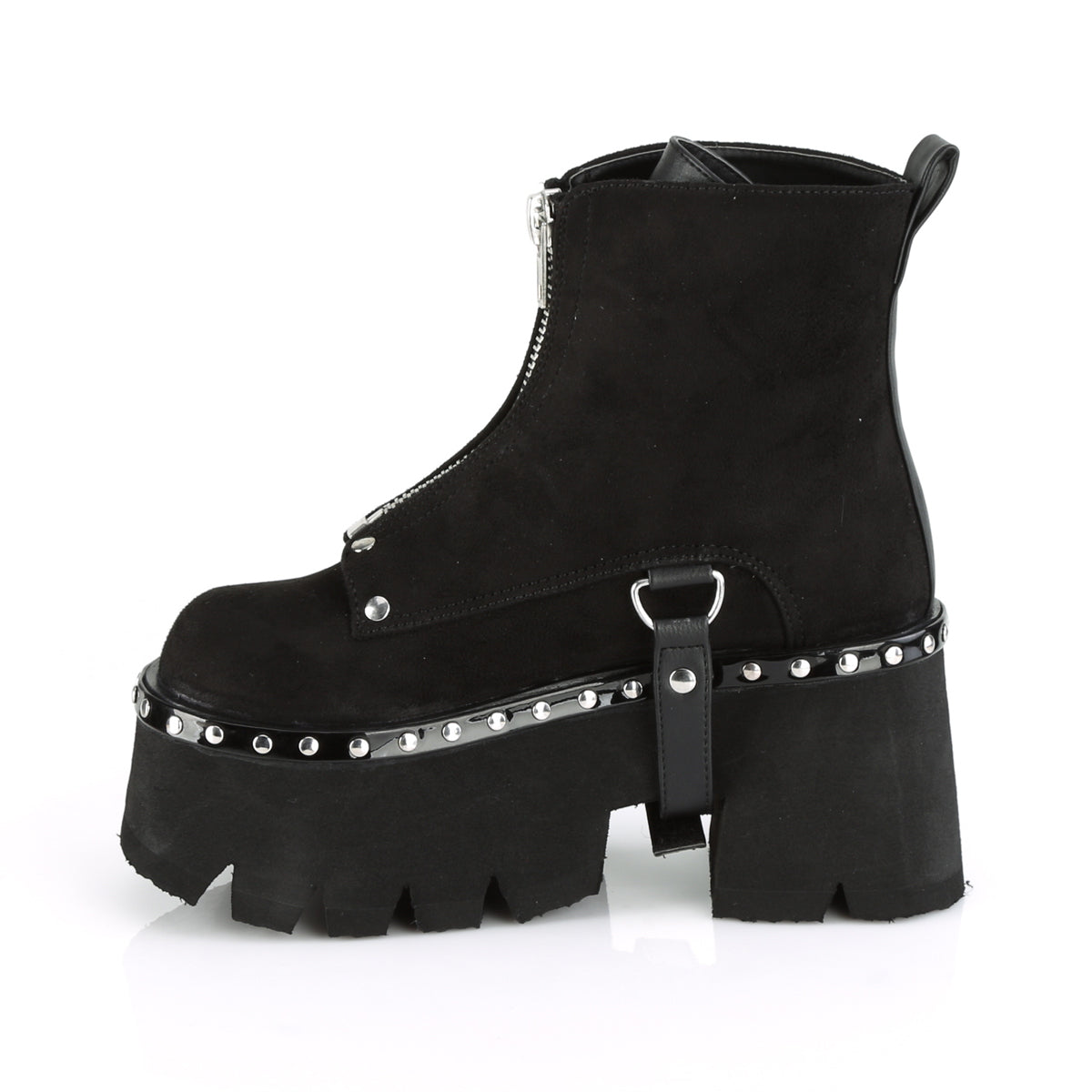 DemoniaCult Womens Ankle Boots ASHES-100 Blk Vegan Suede-Blk V. Le