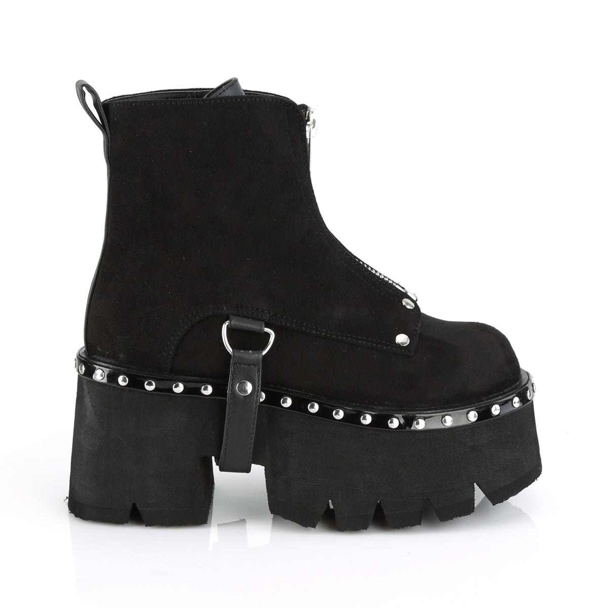 DemoniaCult Womens Ankle Boots ASHES-100 Blk Vegan Suede-Blk V. Le