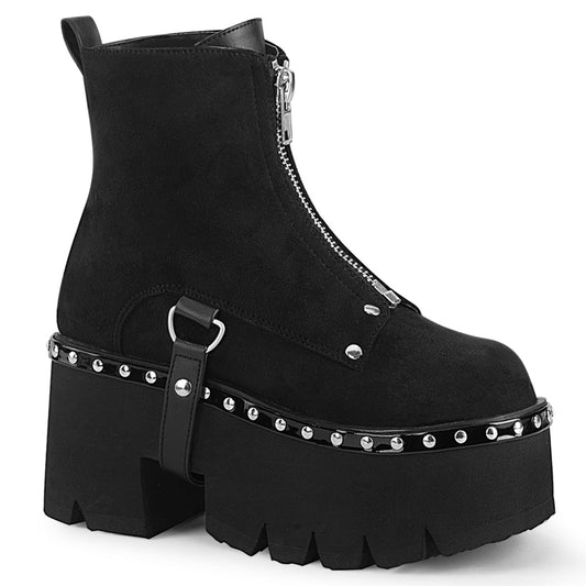 DemoniaCult Womens Ankle Boots ASHES-100 Blk Vegan Suede-Blk V. Le
