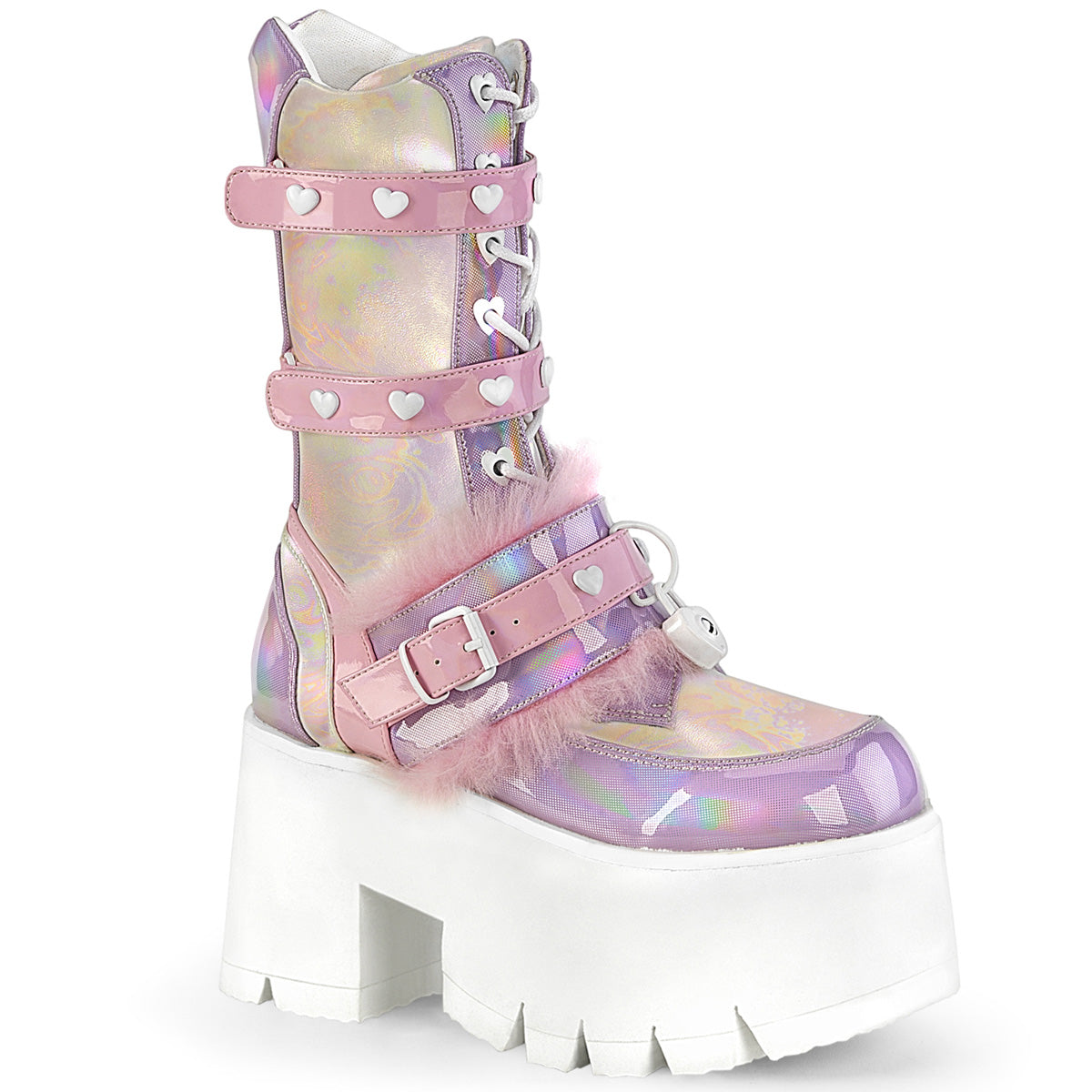 DemoniaCult  Boots ASHES-120 B.Pink-Lavender Holographic Pat