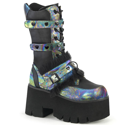 DemoniaCult  Boots ASHES-120 Blk Vegan Le Green Multi Oil
