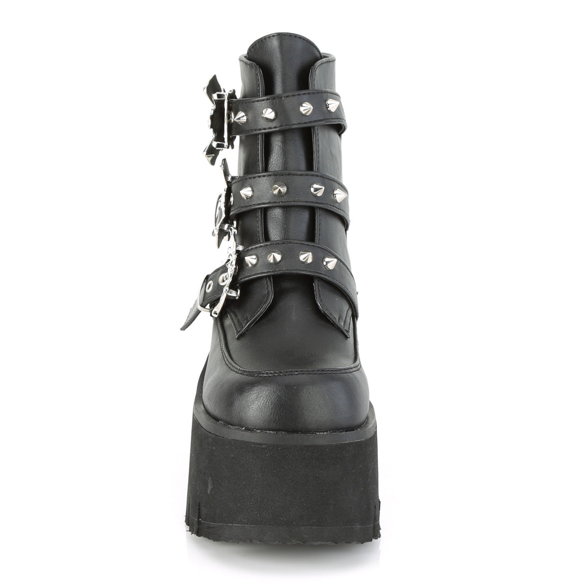 DemoniaCult Womens Ankle Boots ASHES-55 Blk Vegan Leather