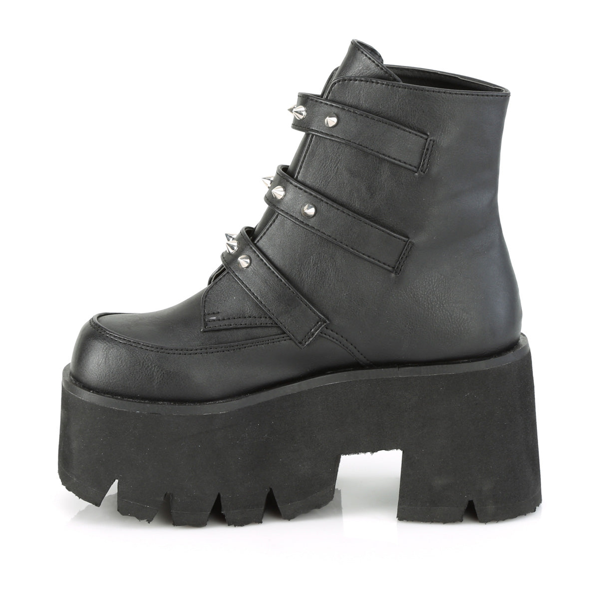 DemoniaCult Womens Ankle Boots ASHES-55 Blk Vegan Leather