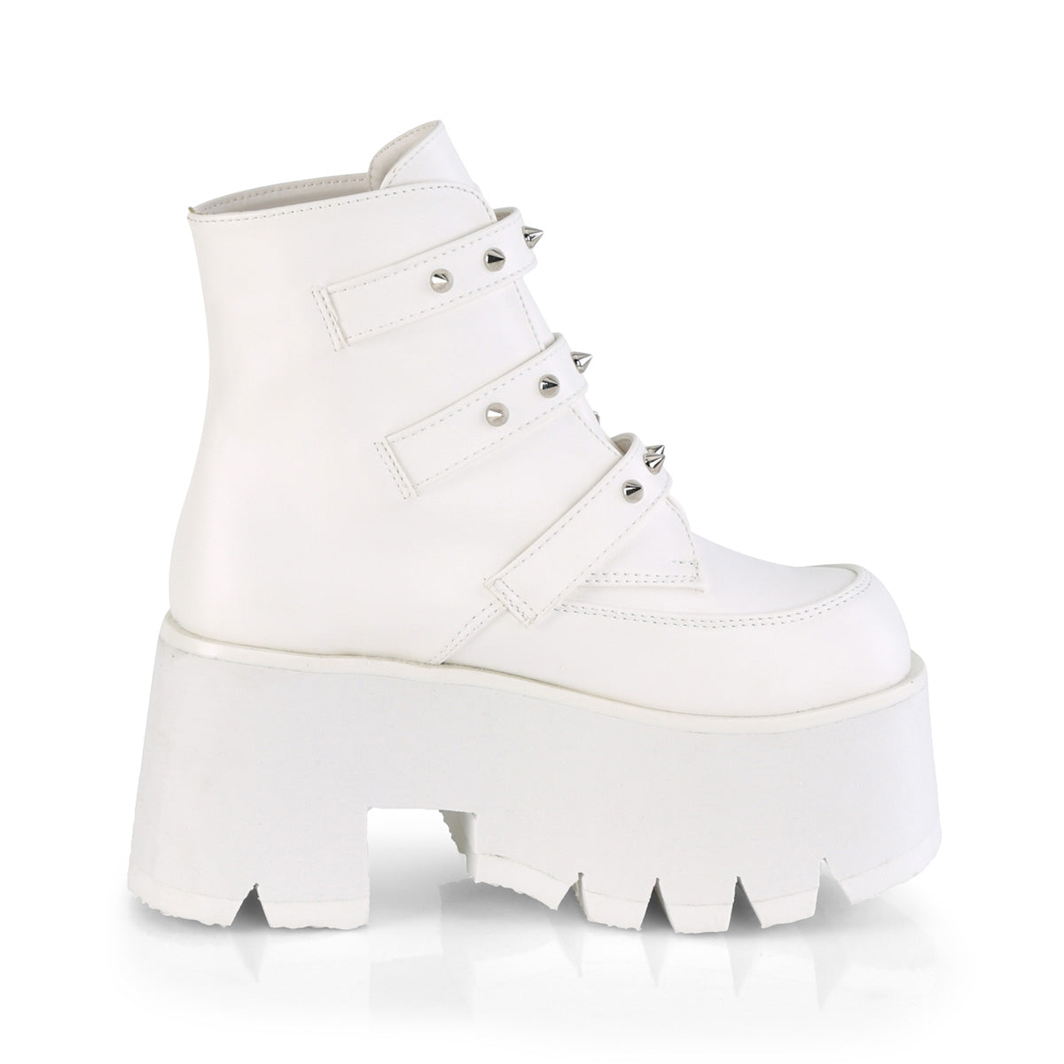 DemoniaCult Womens Ankle Boots ASHES-55 Wht Vegan Leather