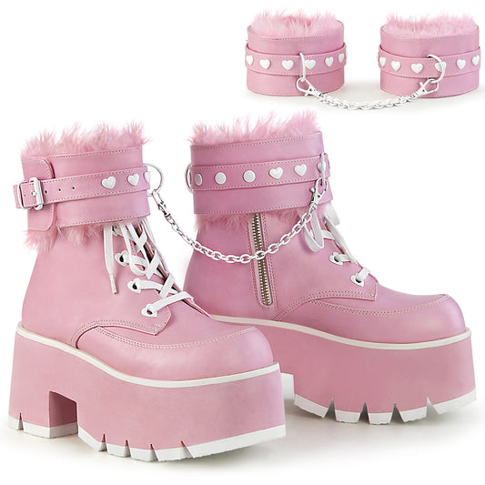 DemoniaCult  Ankle Boots ASHES-57 B. Pink Vegan Leather