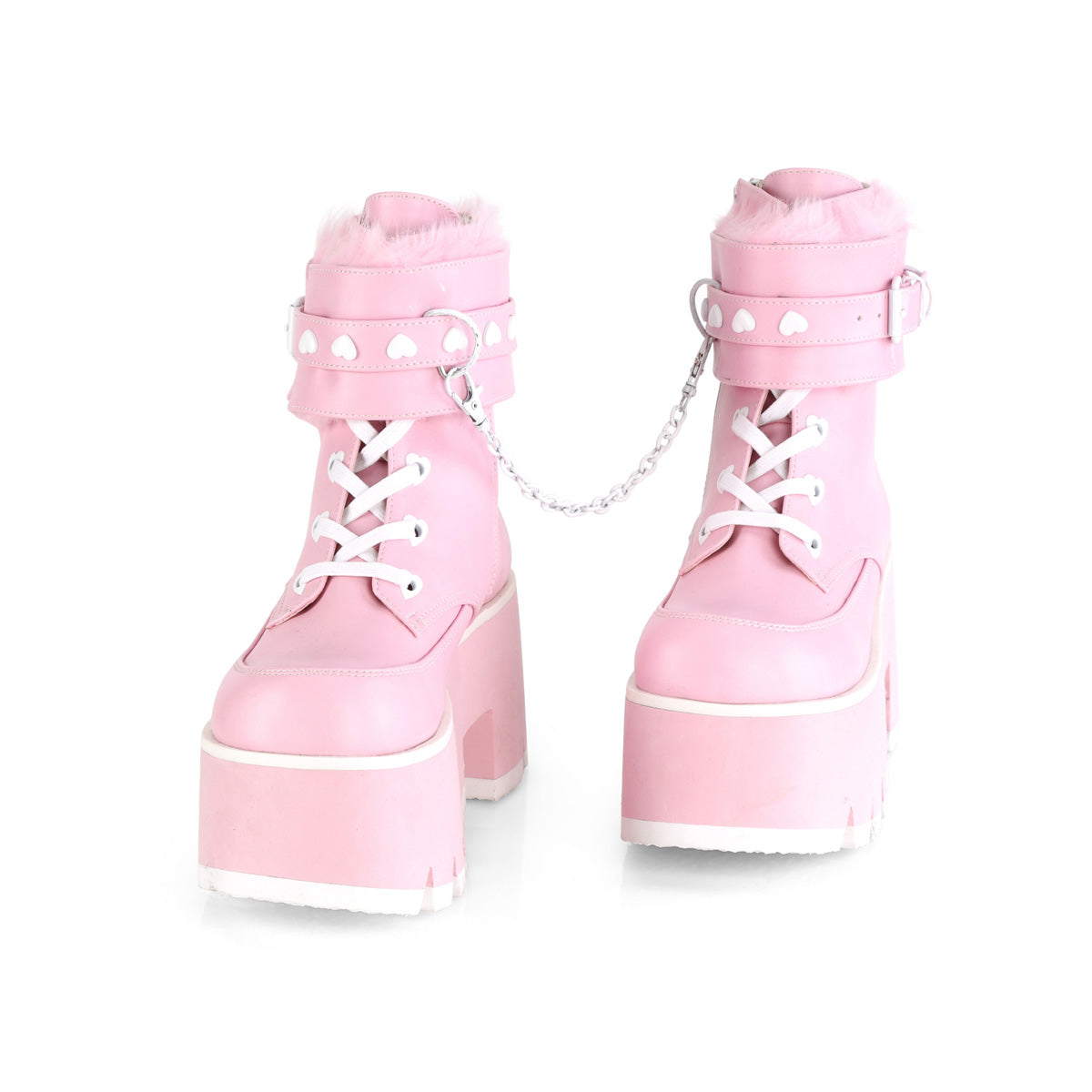 DemoniaCult  Ankle Boots ASHES-57 B. Pink Vegan Leather