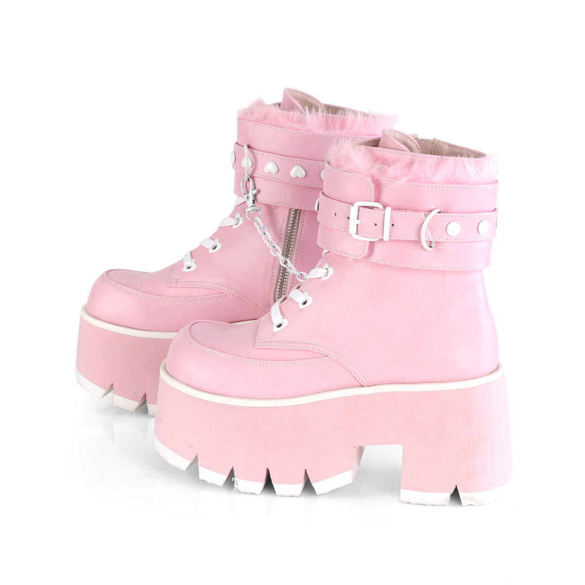 DemoniaCult  Ankle Boots ASHES-57 B. Pink Vegan Leather