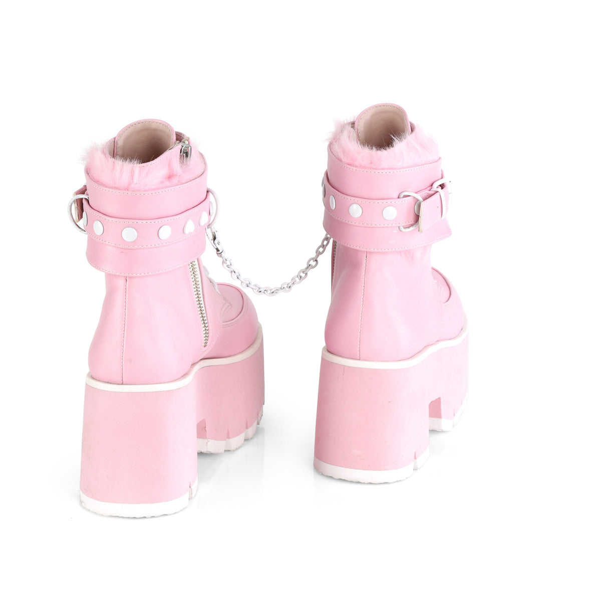 DemoniaCult  Ankle Boots ASHES-57 B. Pink Vegan Leather