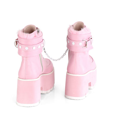 DemoniaCult  Ankle Boots ASHES-57 B. Pink Vegan Leather