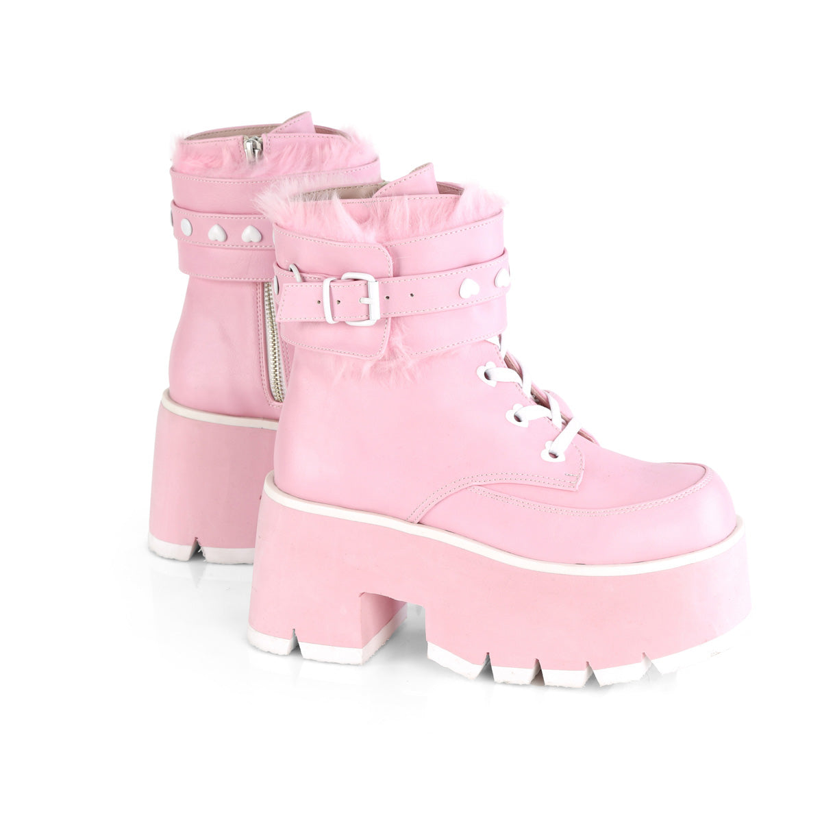 DemoniaCult  Ankle Boots ASHES-57 B. Pink Vegan Leather