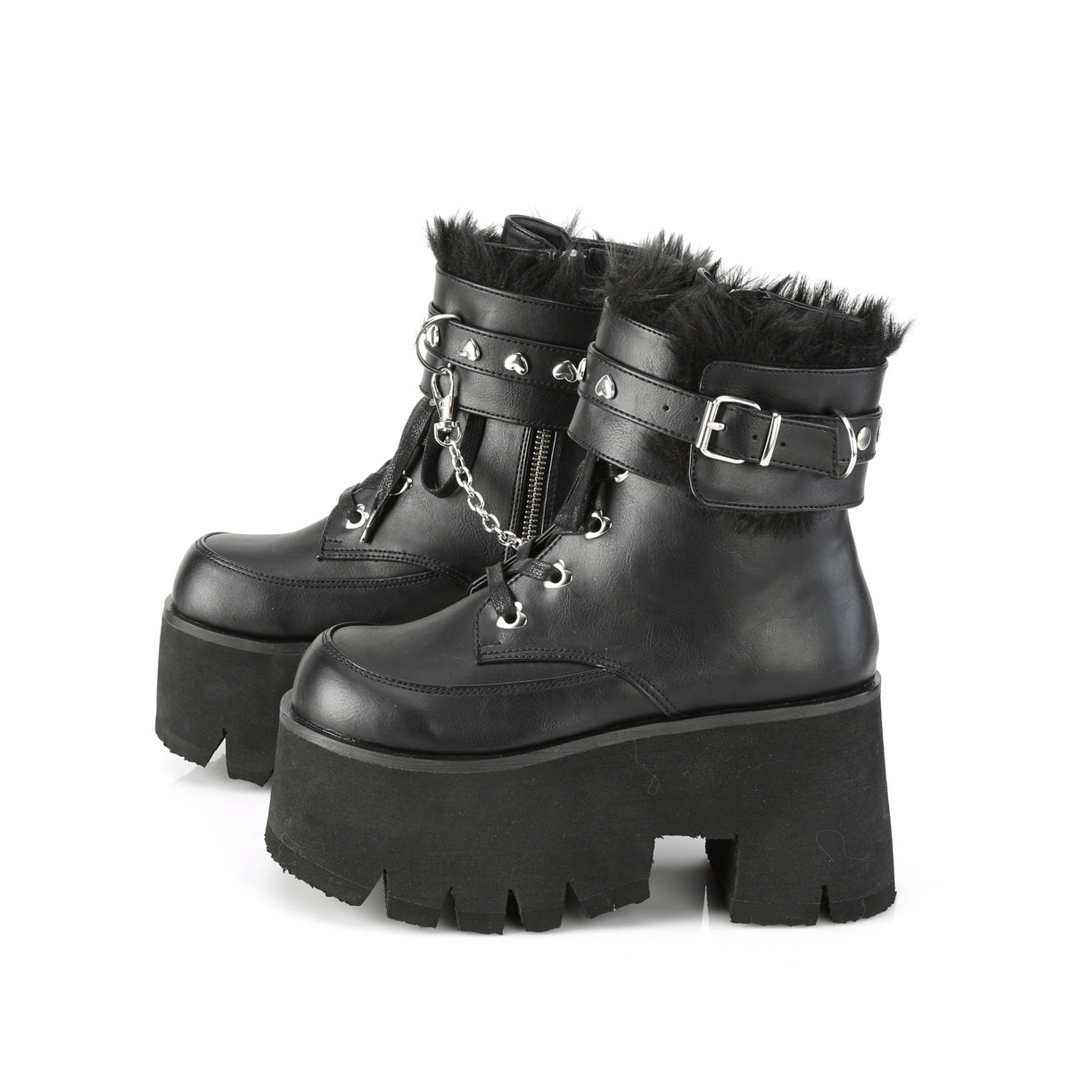 DemoniaCult Womens Ankle Boots ASHES-57 Blk Vegan Leather
