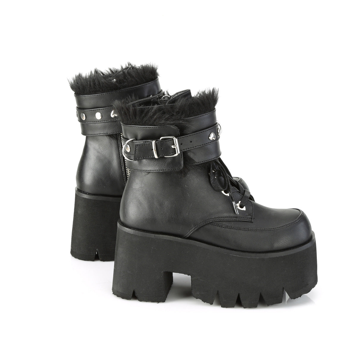 DemoniaCult Womens Ankle Boots ASHES-57 Blk Vegan Leather