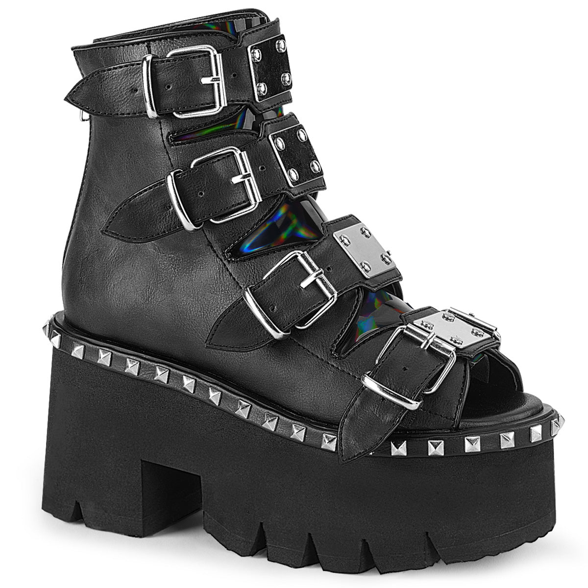 DemoniaCult Womens Sandals ASHES-70 Blk V. Le & Hologram