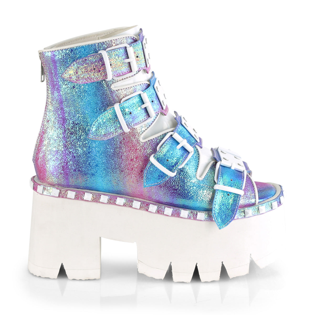 DemoniaCult Womens Sandals ASHES-70 Purple Multi Iridescent V. Le