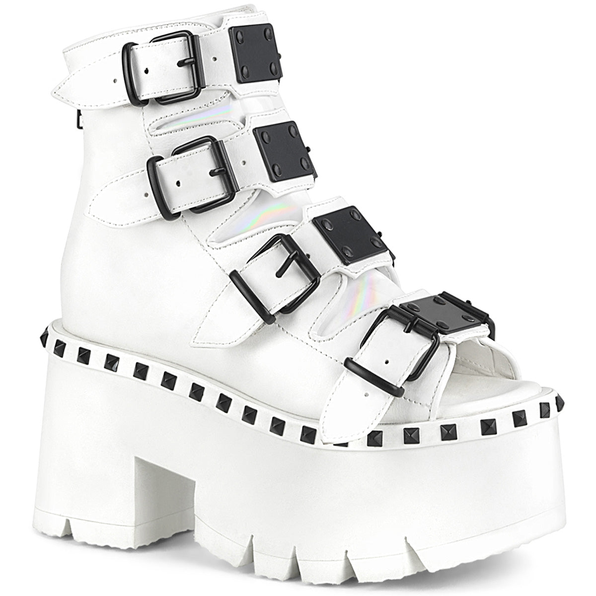 DemoniaCult Womens Sandals ASHES-70 Wht Vegan Leather