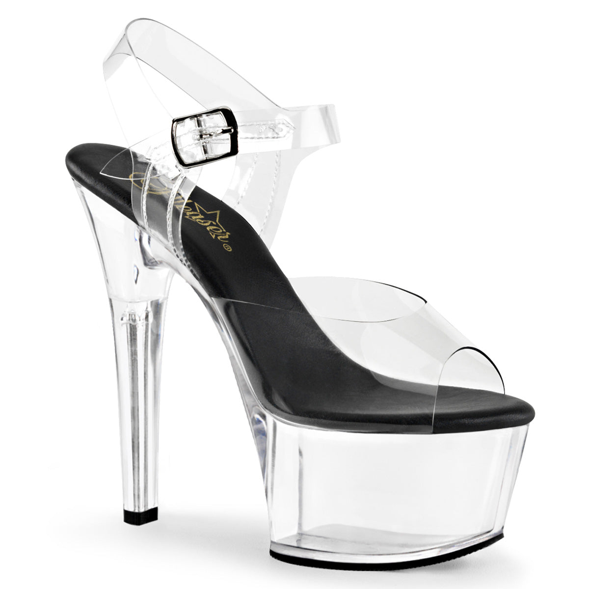 Pleaser Womens Sandals ASPIRE-608 Clr-Blk/Clr