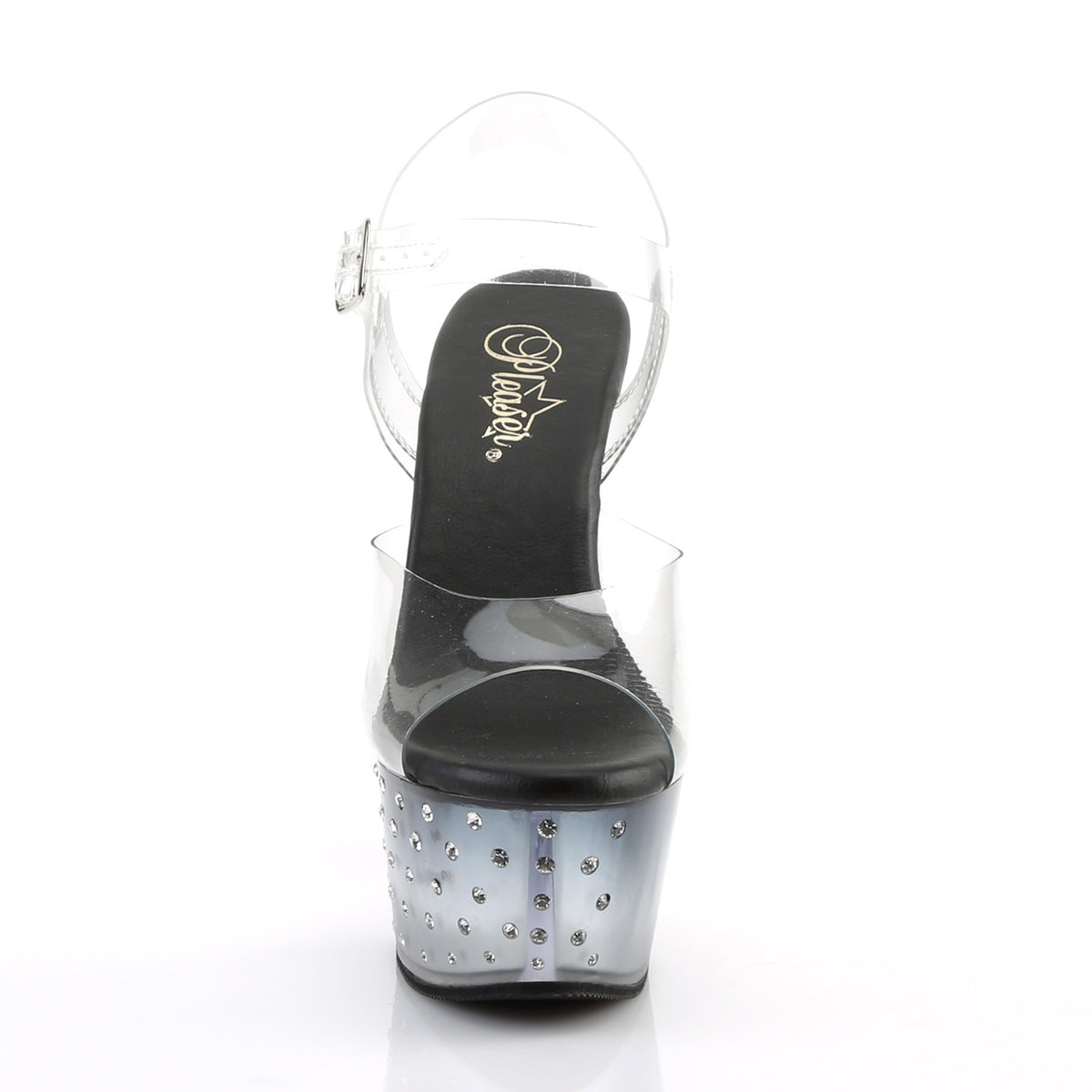 Pleaser Womens Sandals ASPIRE-608STD Clr/Blk-Clr