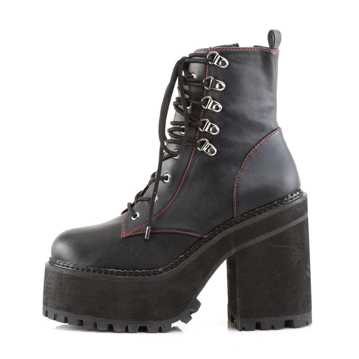 DemoniaCult Womens Ankle Boots ASSAULT-100 Blk Vegan Leather