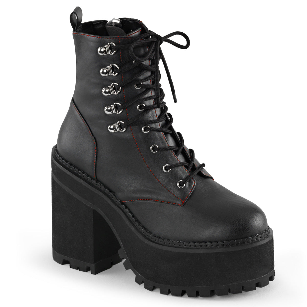 DemoniaCult Womens Ankle Boots ASSAULT-100 Blk Vegan Leather