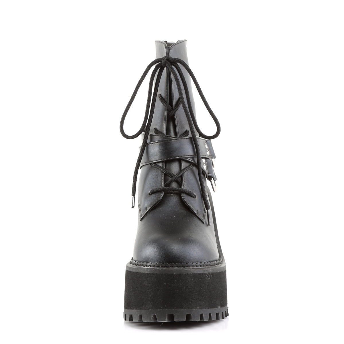 DemoniaCult Womens Ankle Boots ASSAULT-101 Blk Vegan Leather