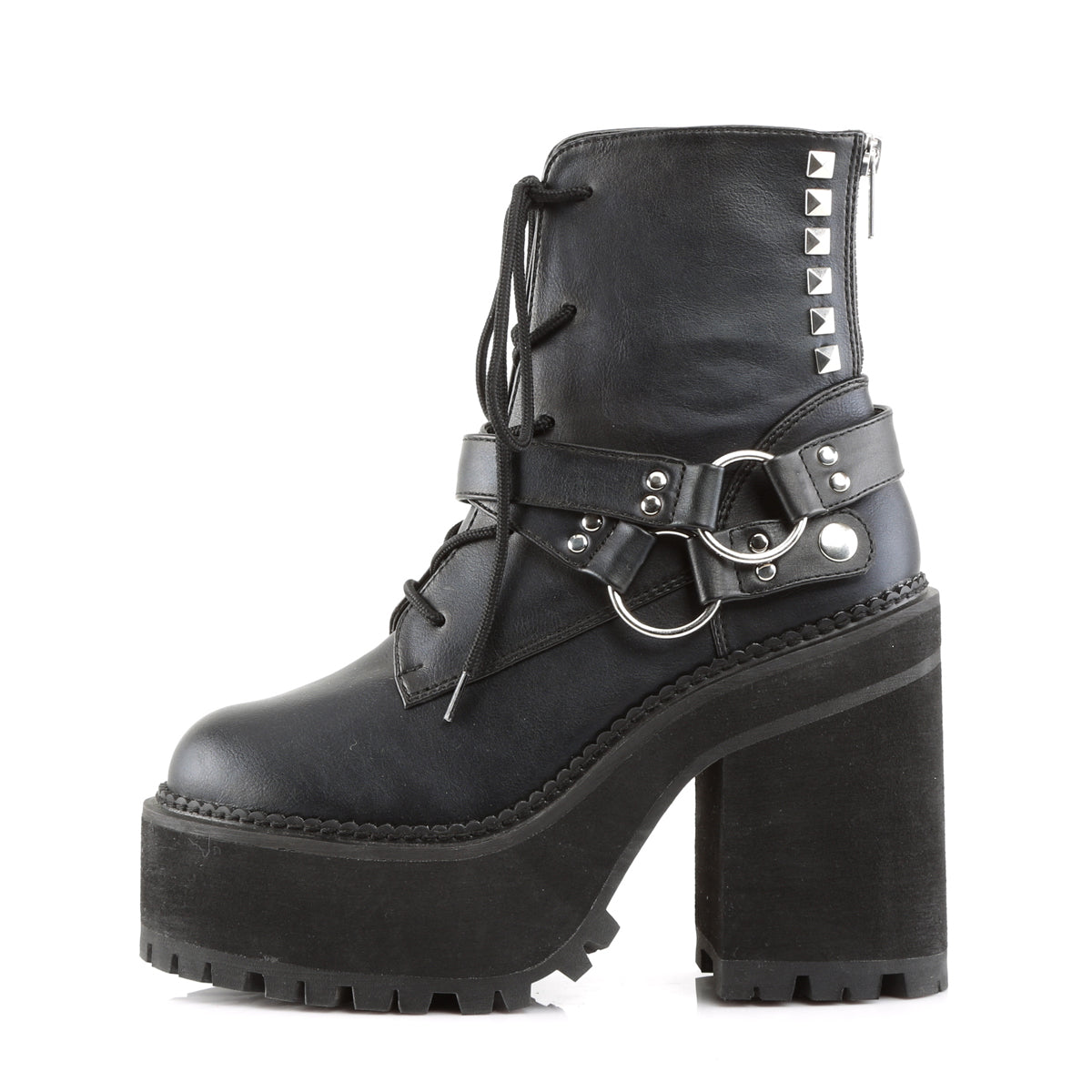 DemoniaCult Womens Ankle Boots ASSAULT-101 Blk Vegan Leather
