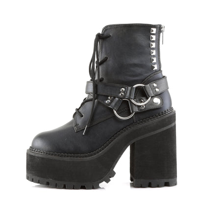 DemoniaCult Womens Ankle Boots ASSAULT-101 Blk Vegan Leather