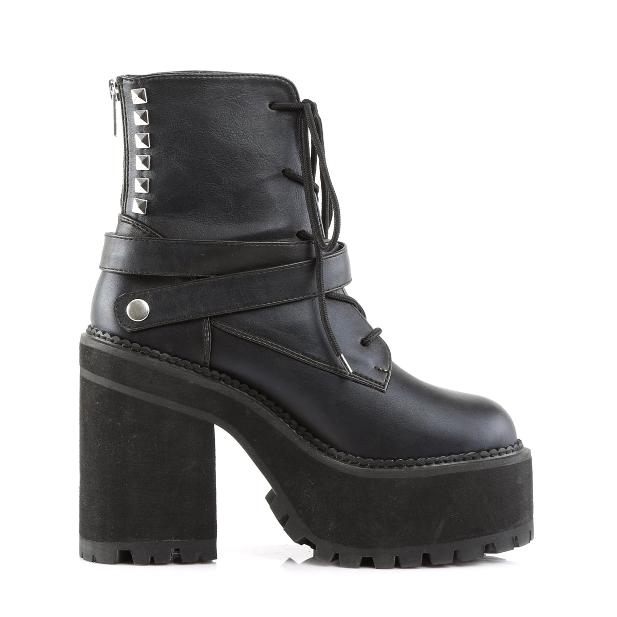 DemoniaCult Womens Ankle Boots ASSAULT-101 Blk Vegan Leather