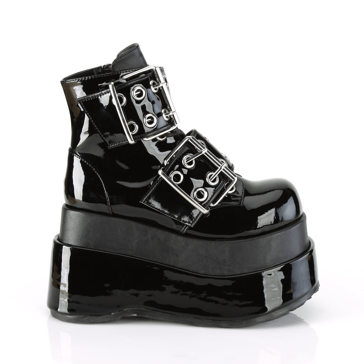 DemoniaCult Womens Ankle Boots BEAR-104 Blk Pat-Vegan Leather